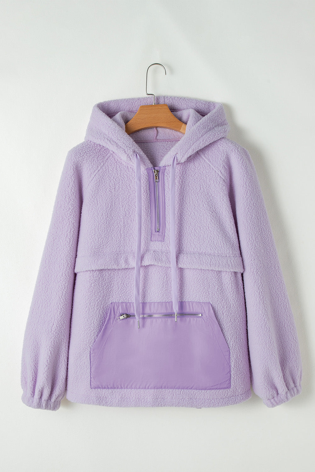 Zipped Patch Drawstring Hoodie