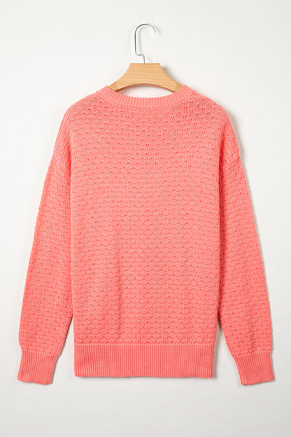 Ribbed Knit Drop Shoulder Long Sleeve Sweater
