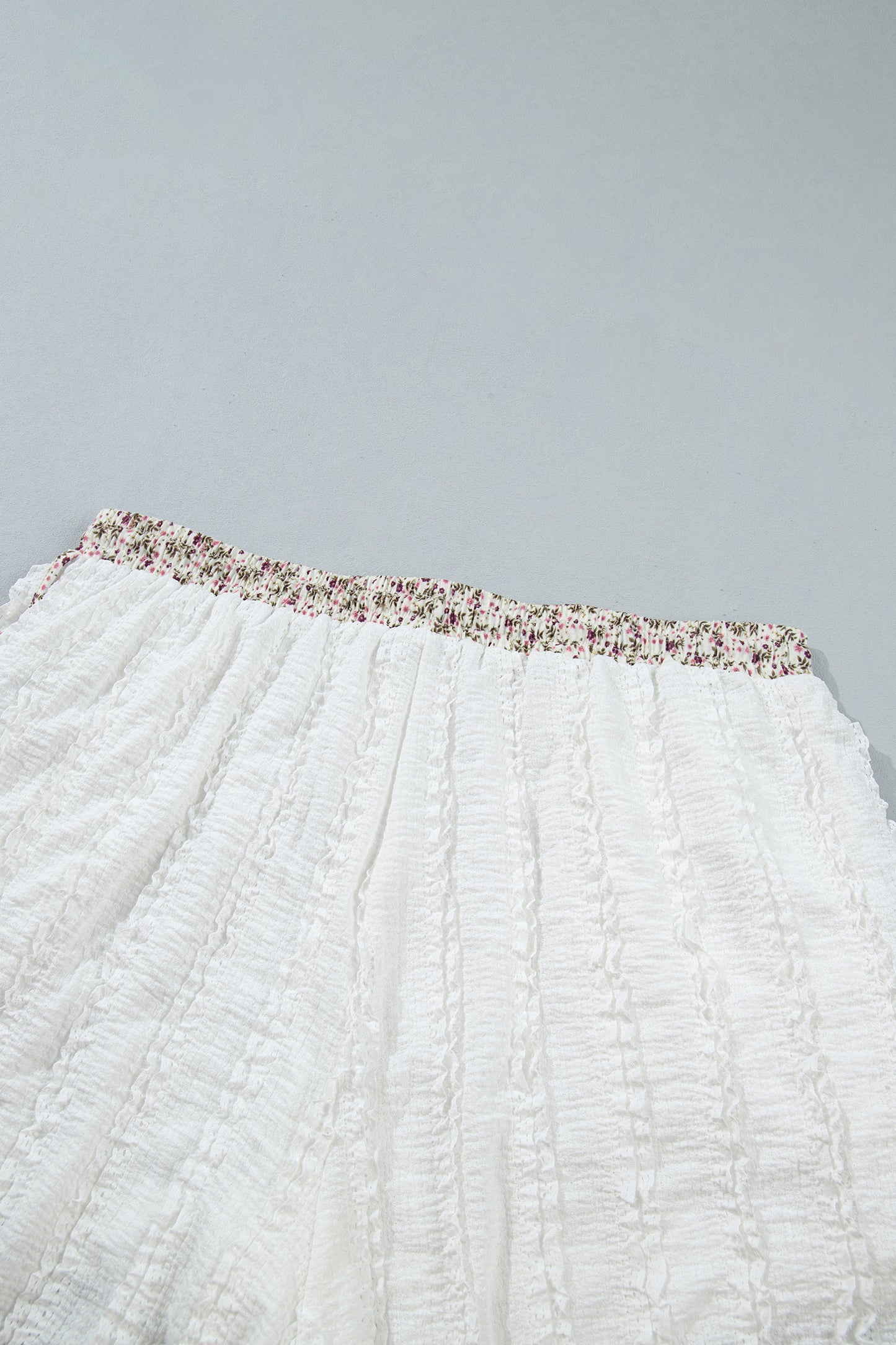 Floral Textured Lace Star Patch Drawstring Shorts