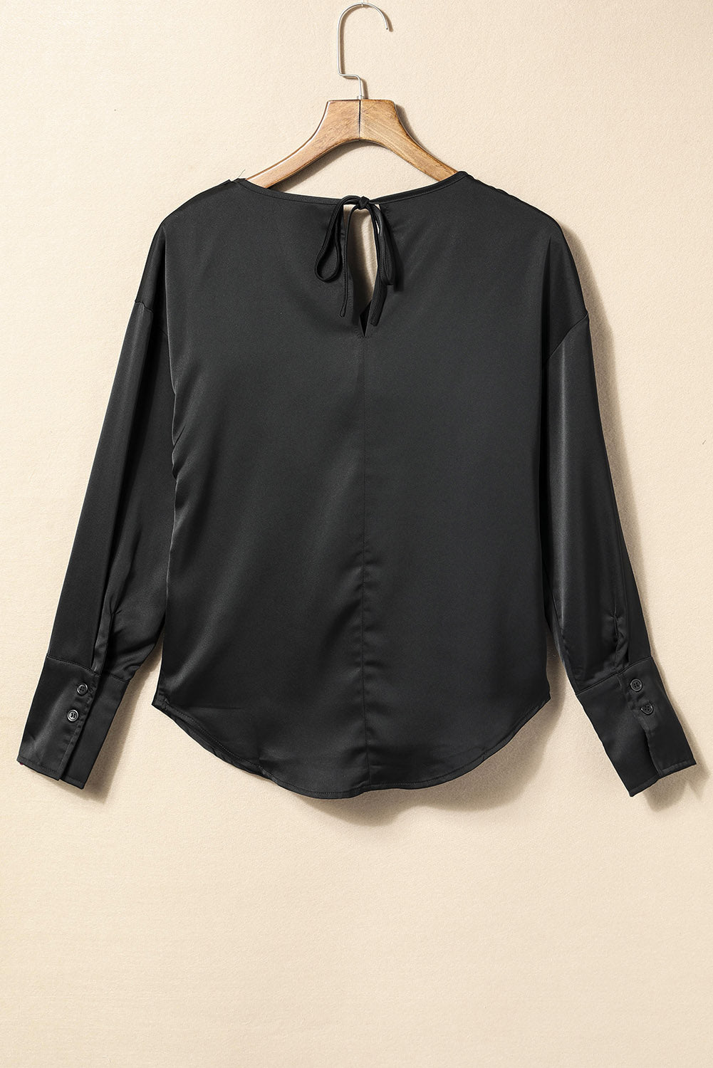 Drape Neckline Long Sleeve Blouse