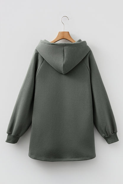Solid Fleece Lined Drawstring Hoodie