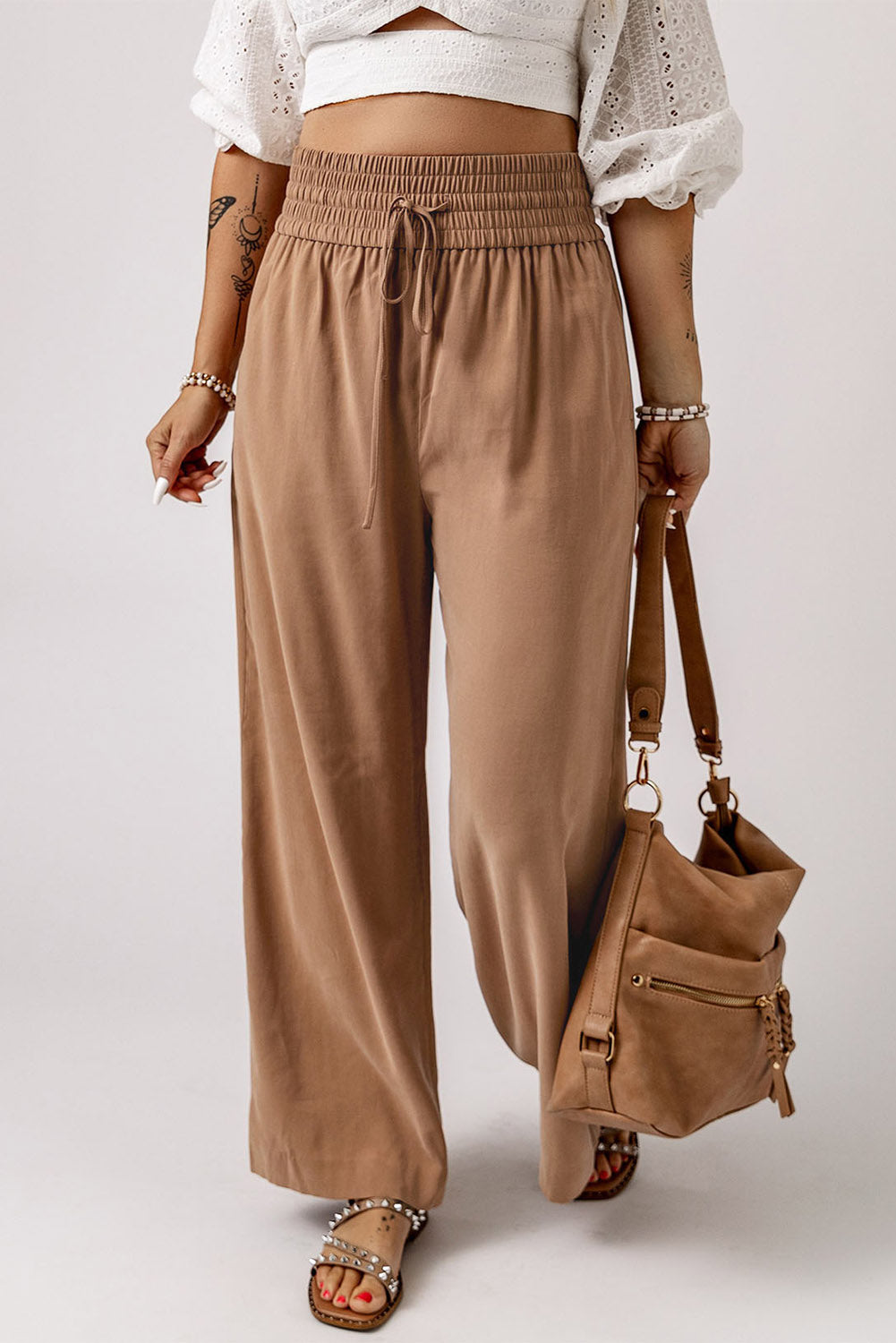 Drawstring Elastic Waist Pants