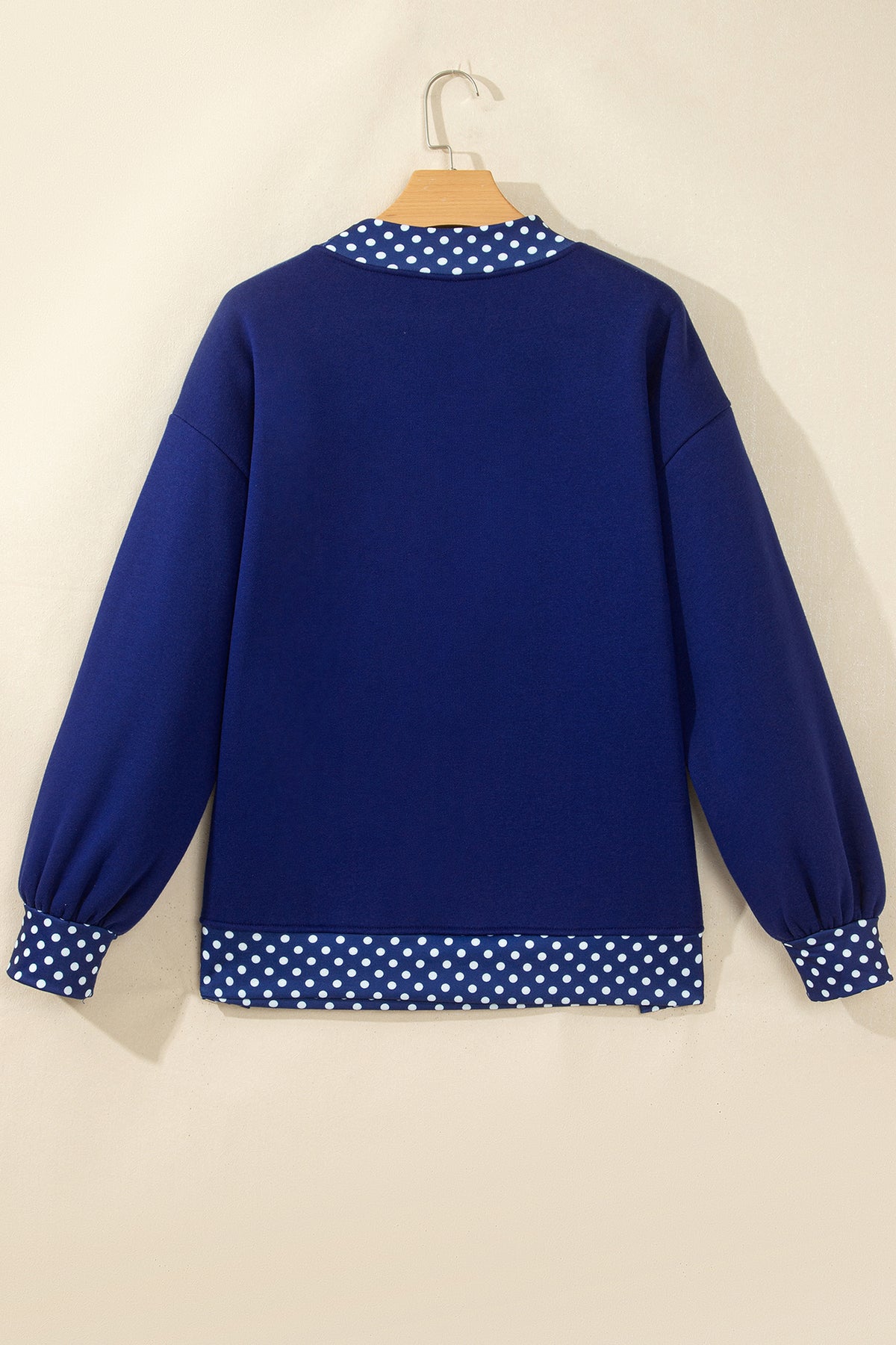 Polka Dot Contrast Trim Mock Neck Sweatshirt