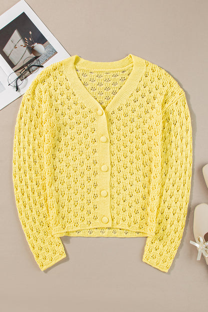 Pointelle Knit Sweater Cardigan