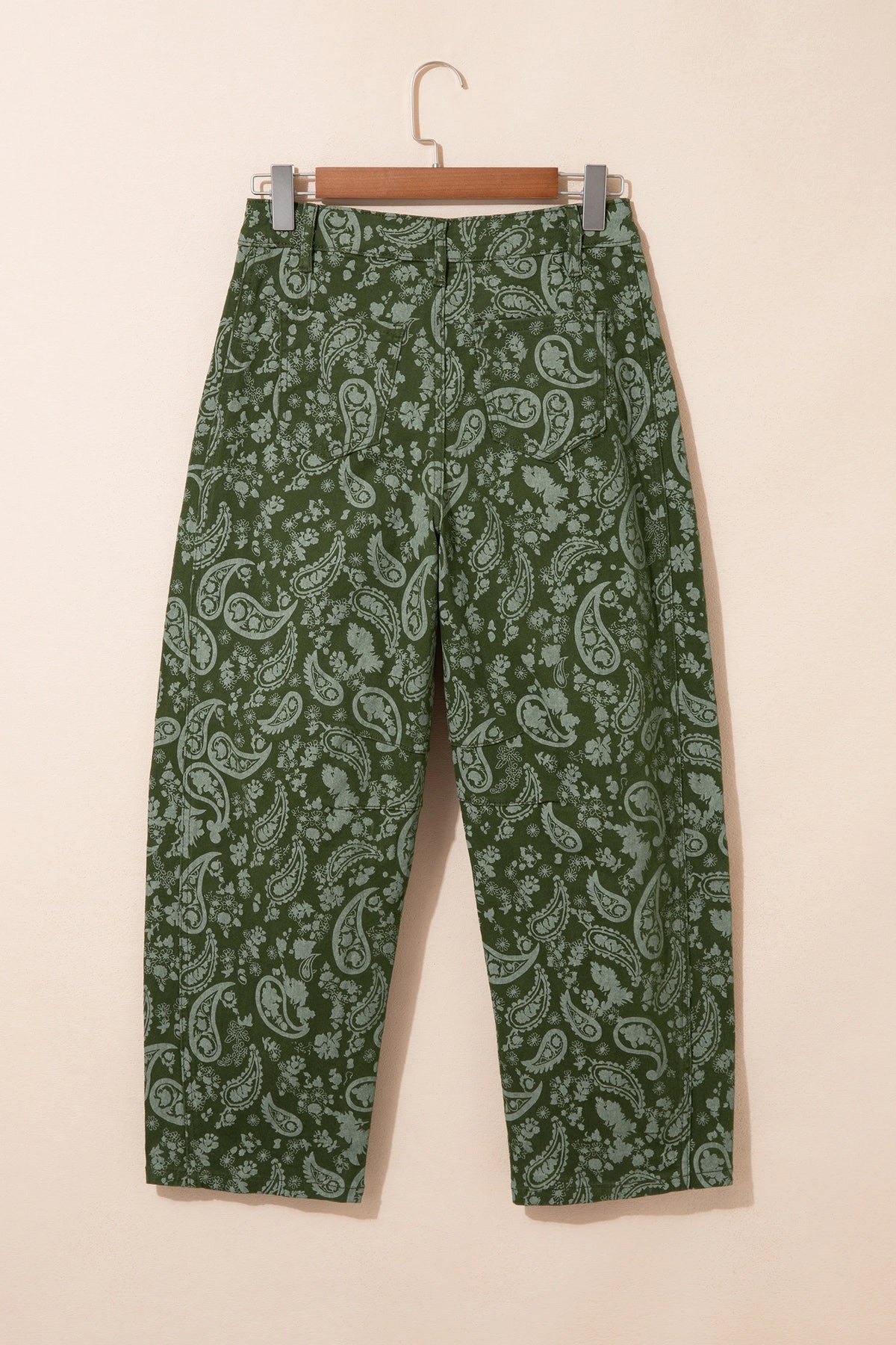 Paisley Denim High Waist Barrel Leg Pants