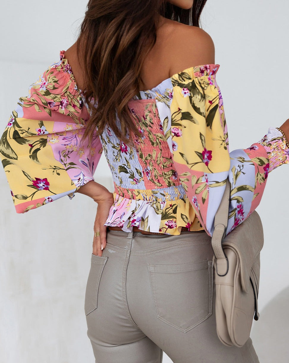 Floral Smocked Puff Sleeve Blouse