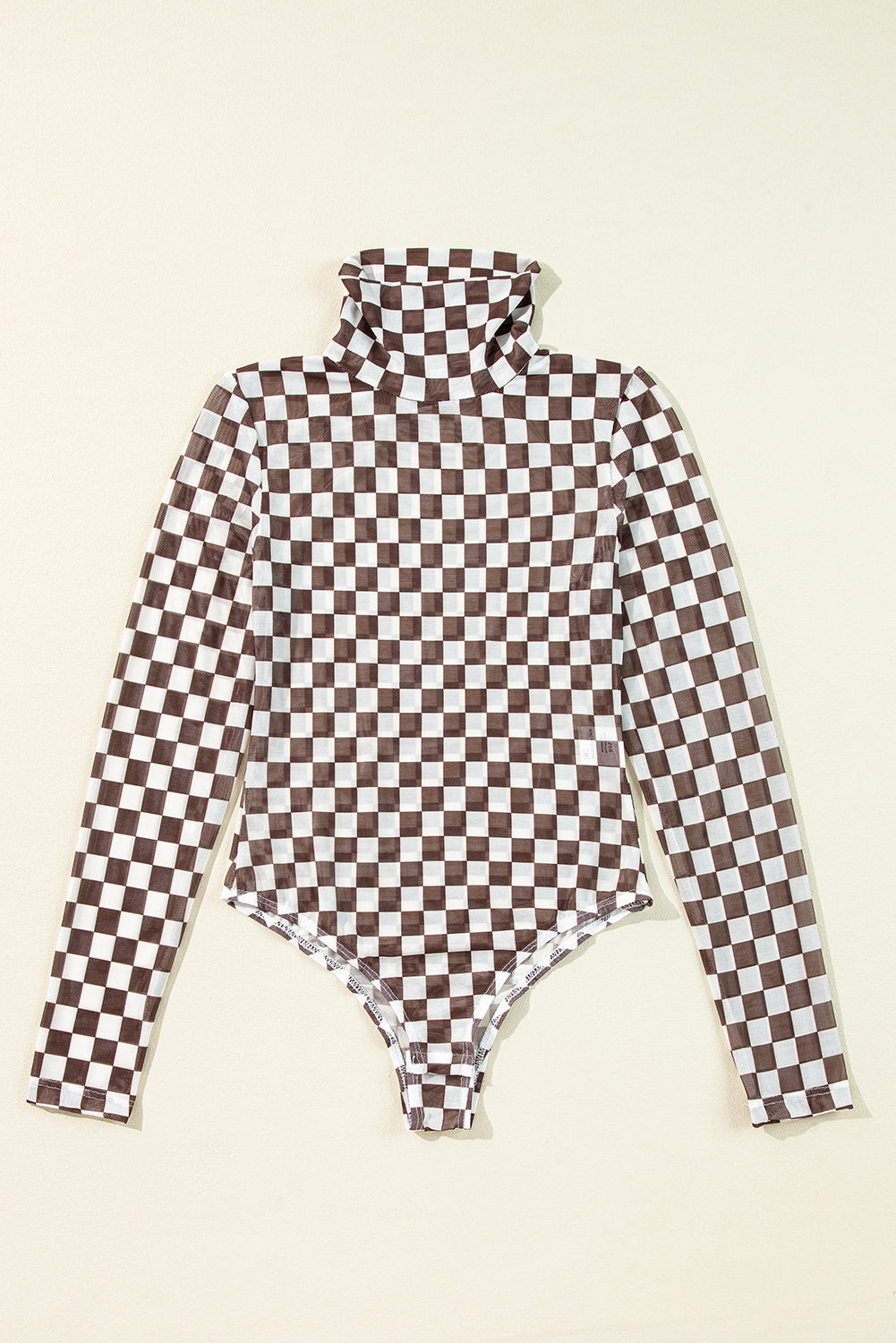 Checker Long Sleeve Turtleneck Bodysuit