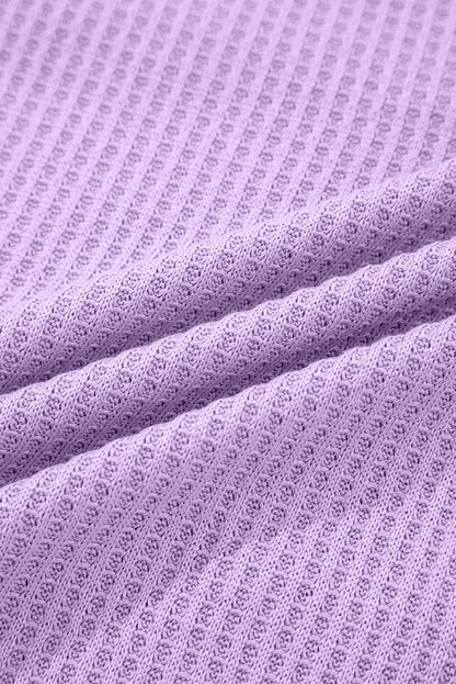 Colorblock Waffle Knit Patchwork Long Sleeve Top