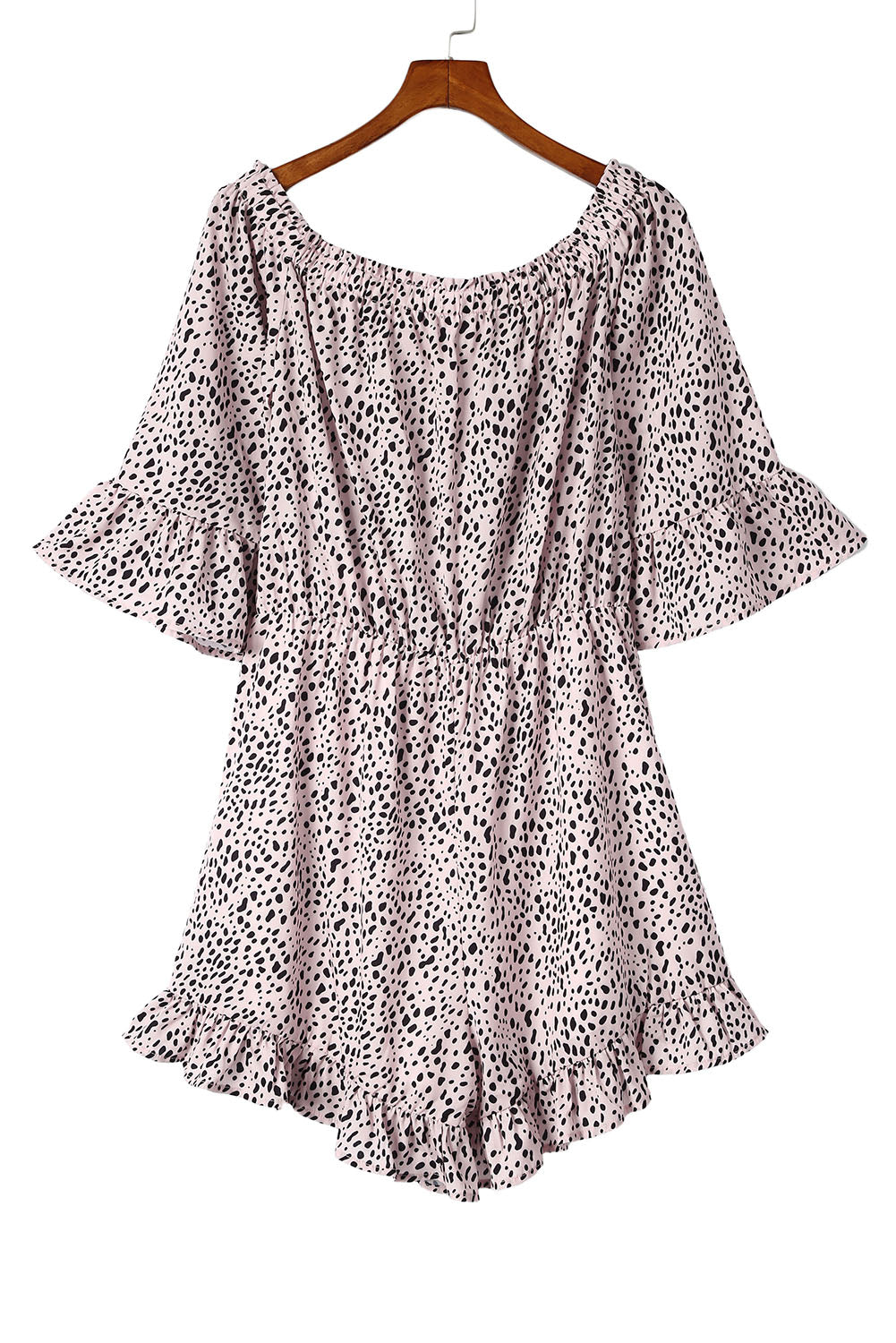 Leopard Ruffle Off Shoulder Romper