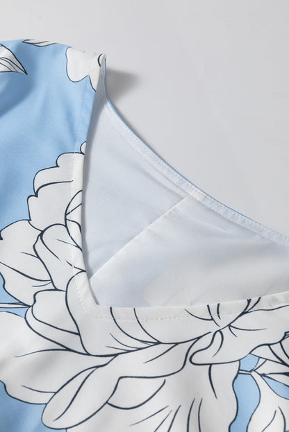 Plus Size Floral V-Neck Tiered Maxi Dress