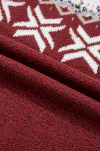 Christmas Geometric Fair Isle Raglan Sweater