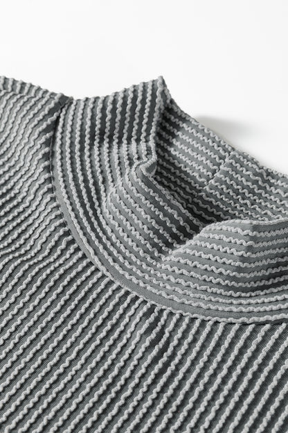 Corded Knit Mock Neck Tee and Pant Set
