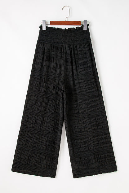 Crinkle Textured Smocked Waist Pants