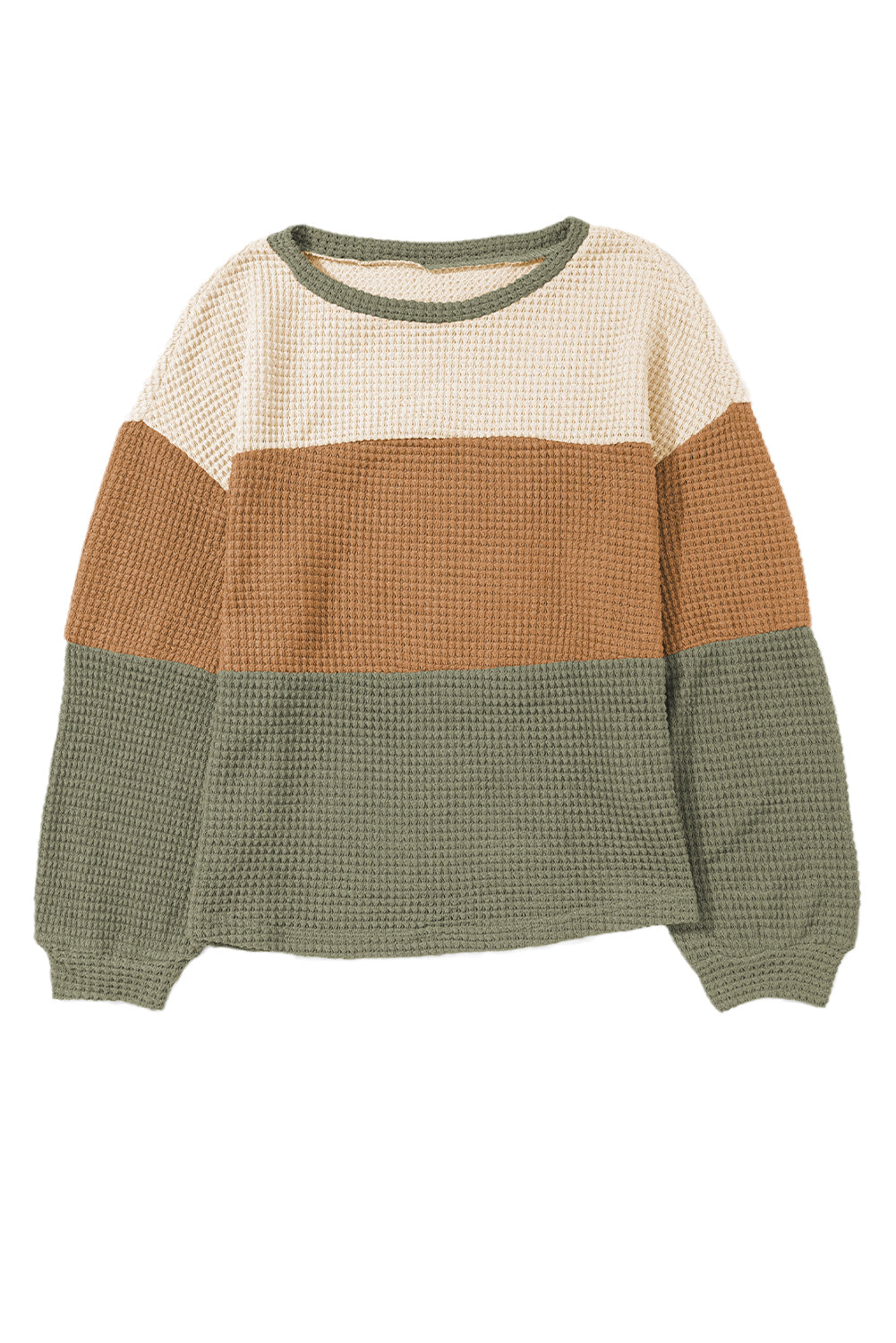 Colorblock Stripe Waffle Oversized Top