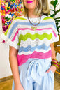 Colorblock Stripe Crochet Sweater Top