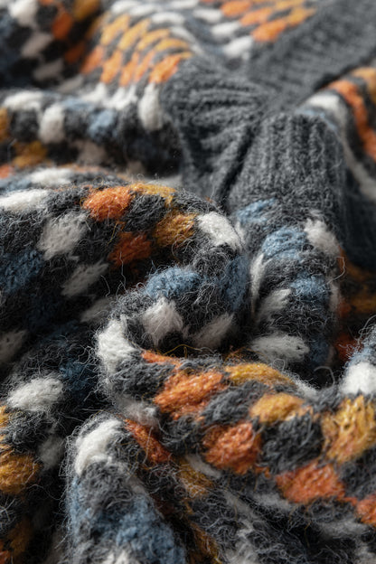 Dotty Knit Button-Up V-Neck Sweater Cardigan