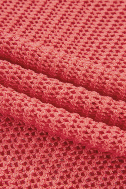 Solid Crochet Hollow-Out Sweater