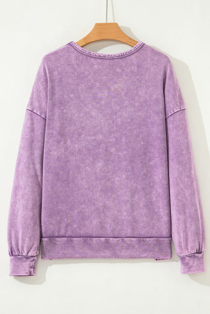 Solid Bow Patchwork Mineral Wash Sweatshirt