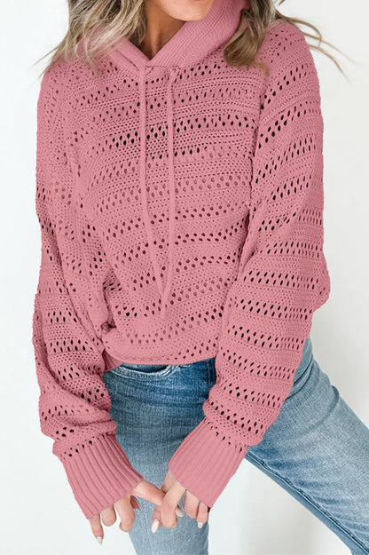 Pointelle Knit Raglan Sleeve Sweater