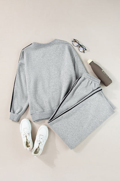 Side Stripe Sweatshirt and Pant Set