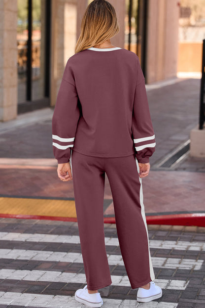 Varsity Stripe Pullover and Drawstring Pant Set