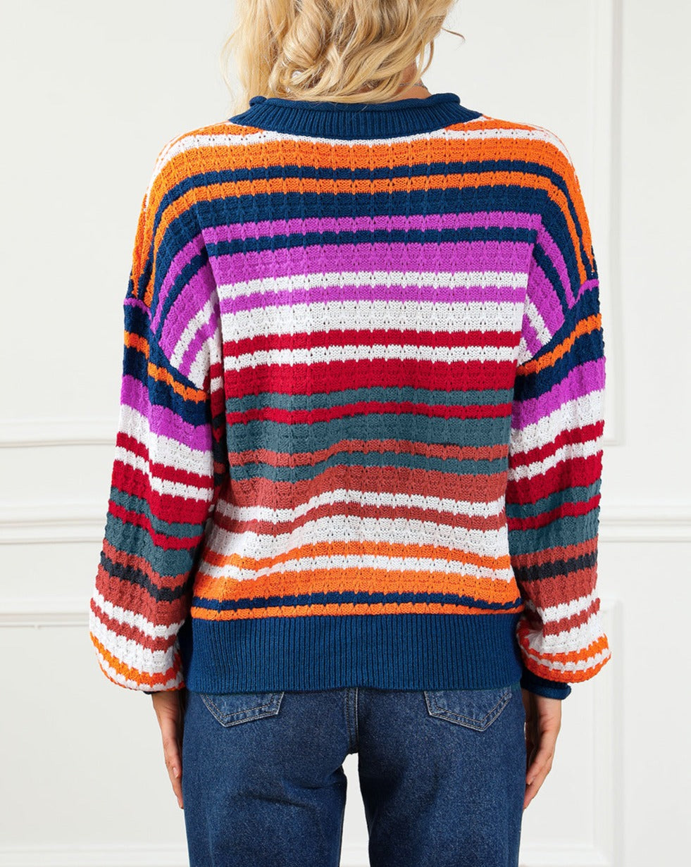 Stripe Rolled Edge Sweater