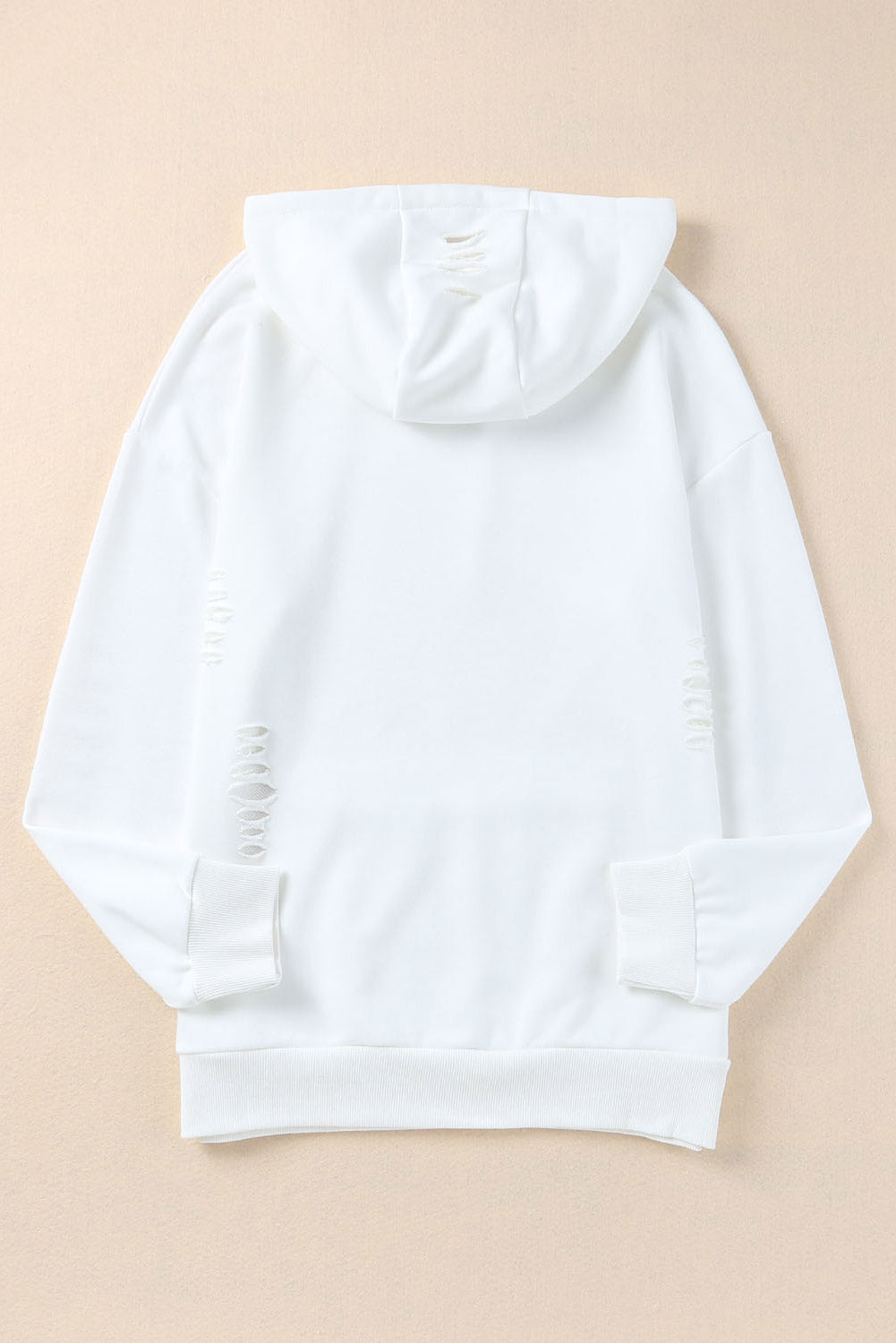 Solid Distressed Hooded Sweatshirt