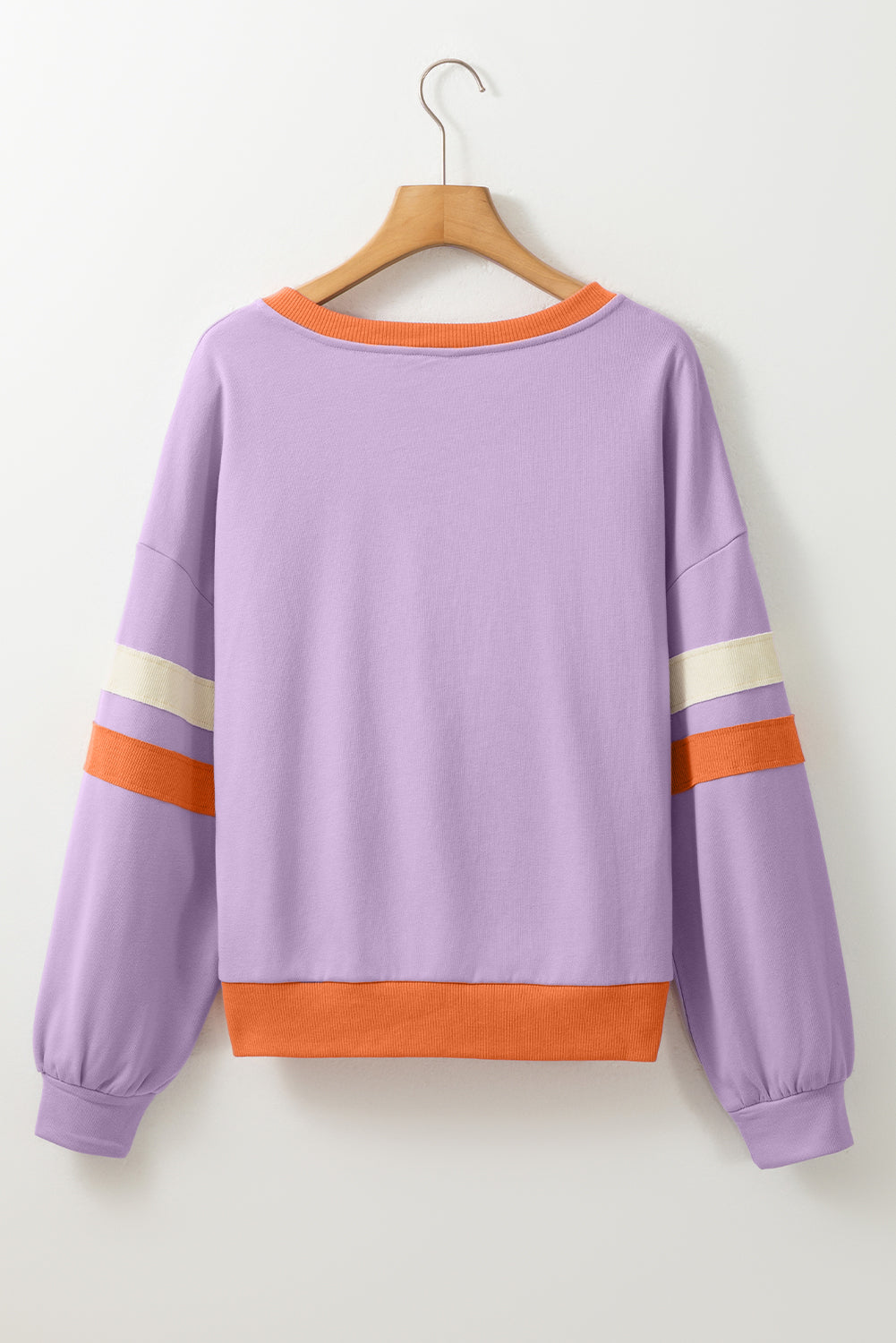 Colorblock Ribbed Knit V-Neck Sweatshirt