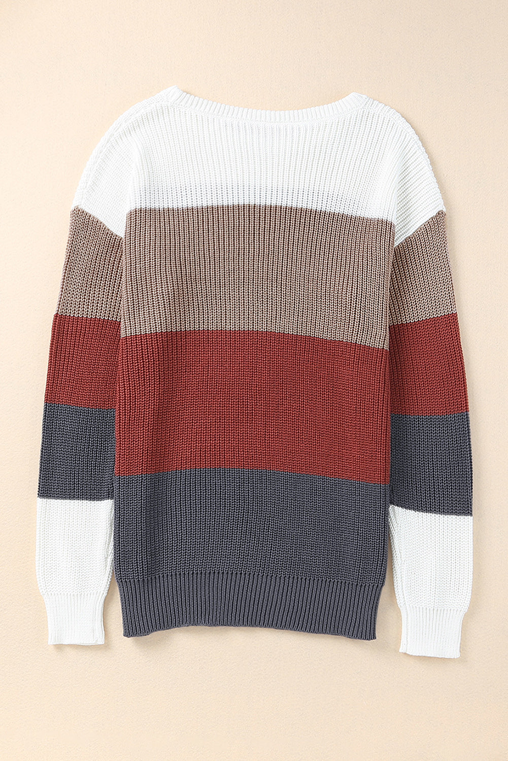 Colorblock Ribbed Trim Pullover Sweater