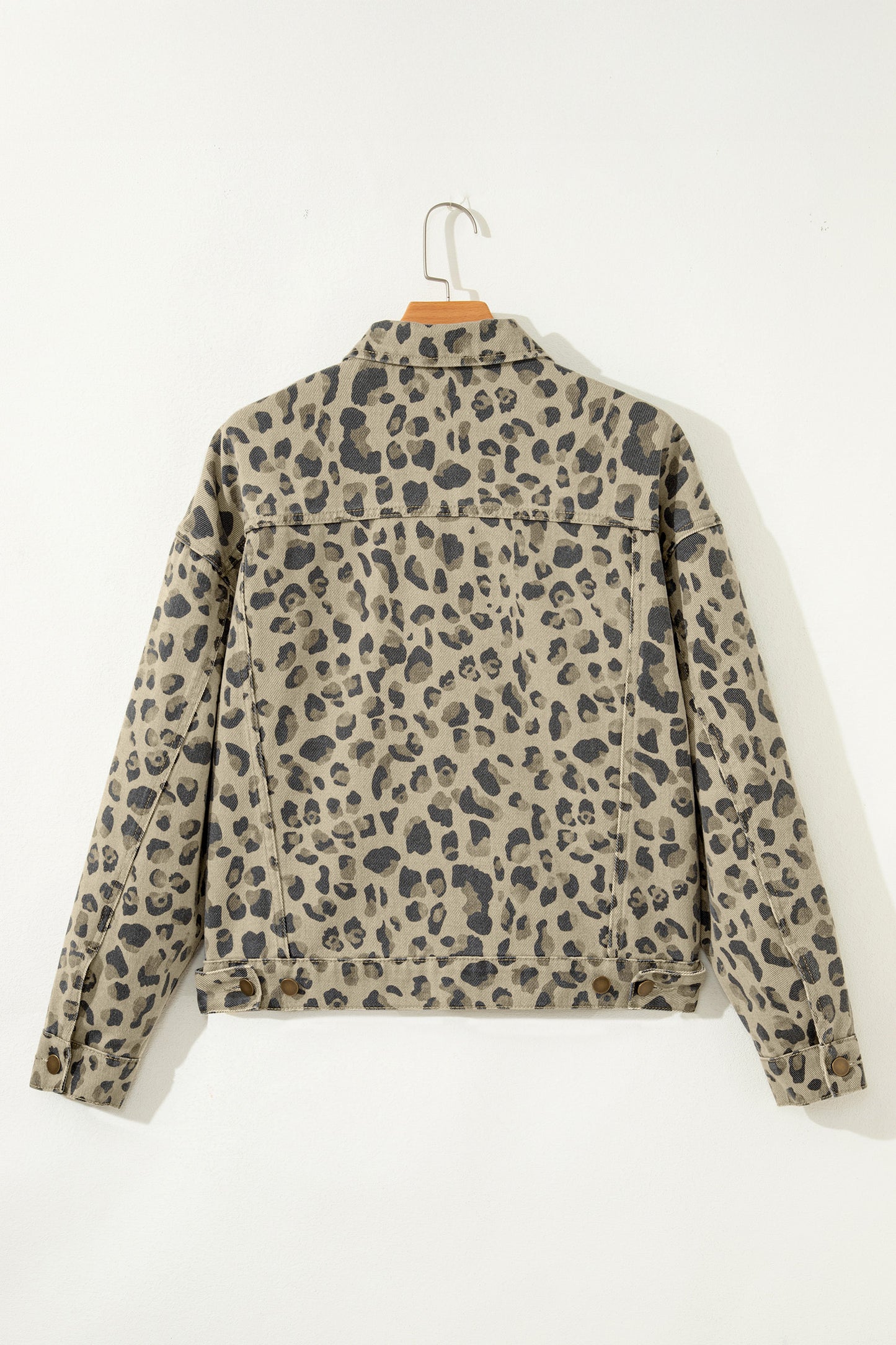 Leopard Denim Button Down Jacket