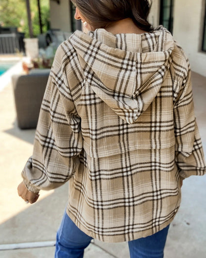 Plaid Half Zip Pullover Hoodie