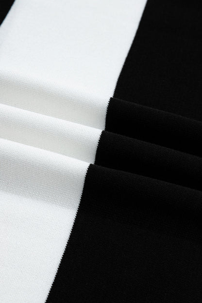 Stripe Colorblock Knitted Short Sleeve T-Shirt