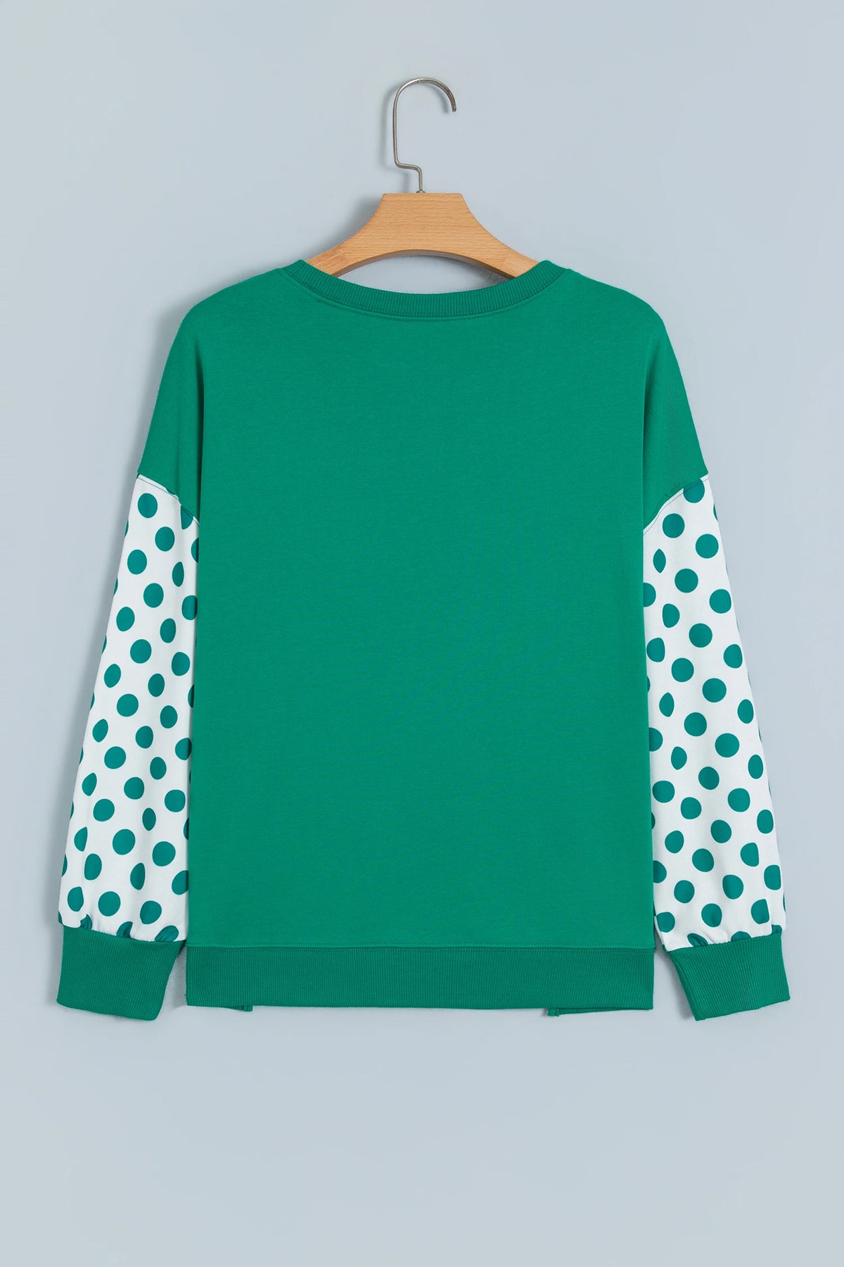 Polka Dot Patchwork Drop Shoulder Sweatshirt