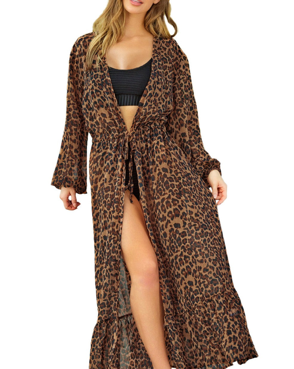 Leopard Kimono Beach Cover Up