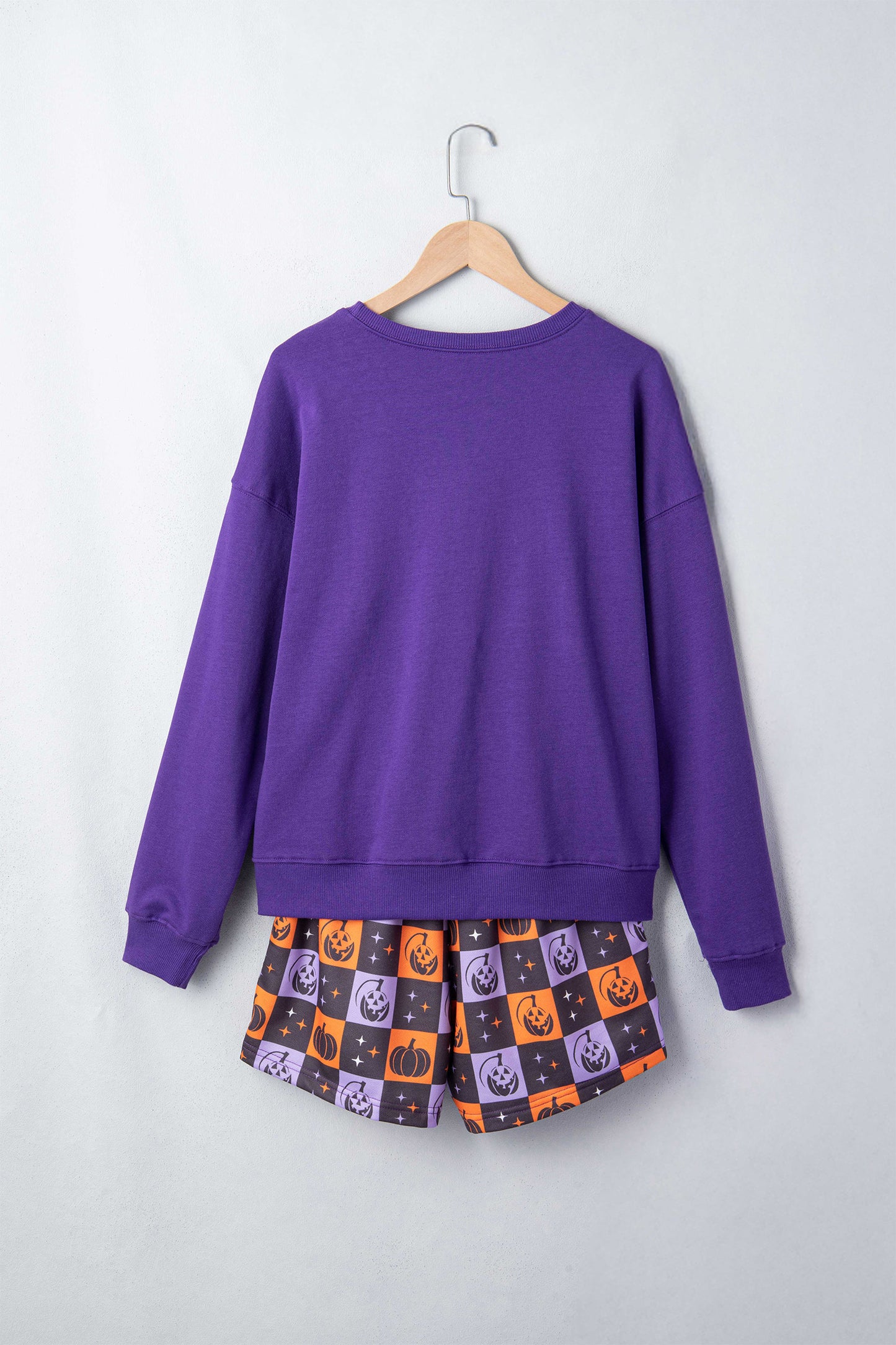 Halloween Witch Long Sleeve Top & Checker Shorts Set