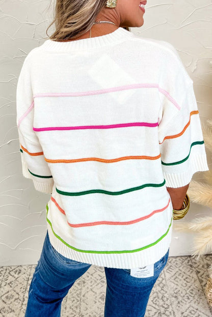 Colorblock Stripe Drop Shoulder Sweater