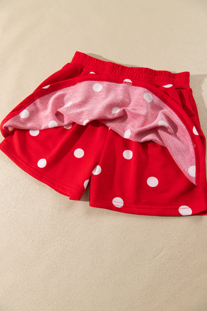 Polka Dot Raw Hem Sweatshirt & Skort Set