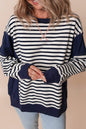 Stripe Colorblock Reverse Seam Sweatshirt