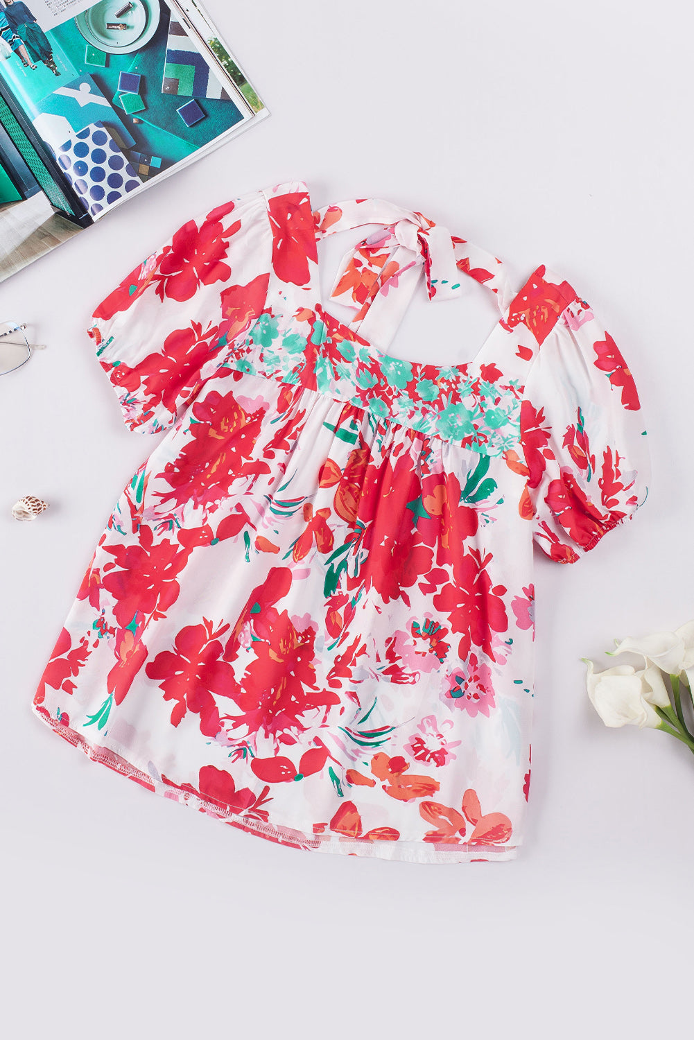 Floral Square Neck Blouse