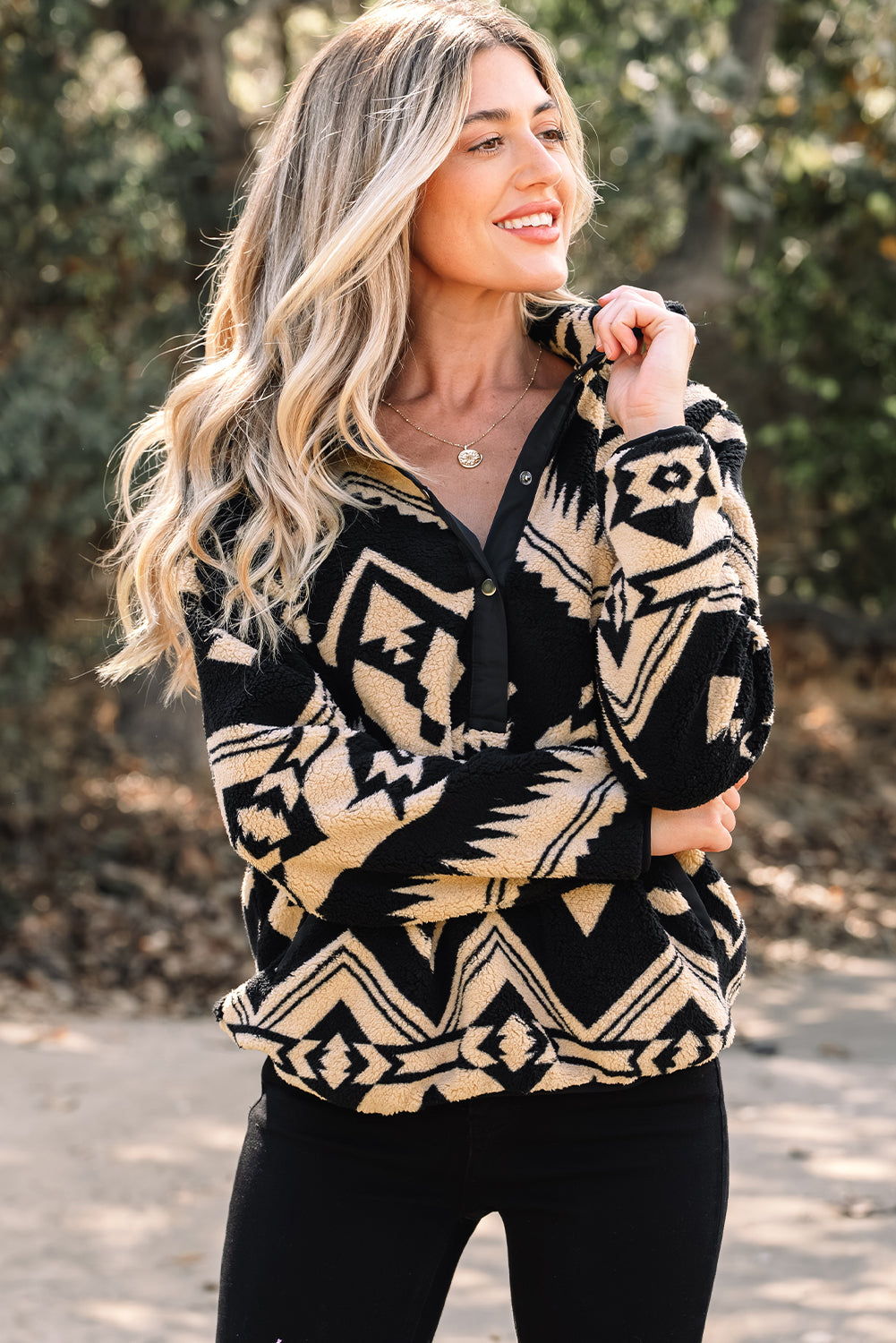Western Aztec Fleece Half Zip Sweatshirt
