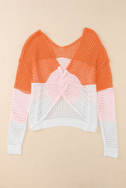 NEW! Twist-Back Hollowed Sweater Knit Top