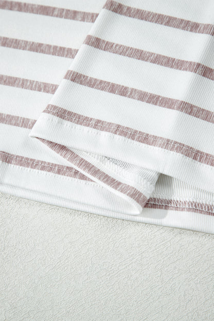 Stripe Colorblock Trim Short Sleeve Top