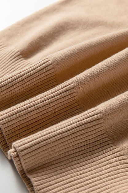 Solid Knit Short Puff Sleeve Sweater