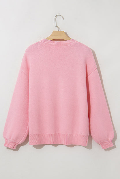 Valentine Bow Long Sleeve Crewneck Sweater