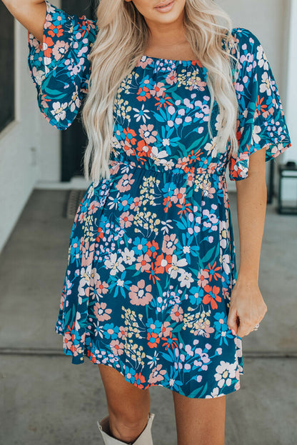 Floral Ruffle Short Sleeve Dress