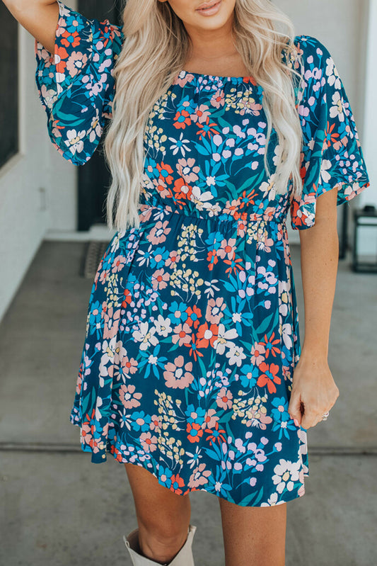 Floral Ruffle Short Sleeve Dress