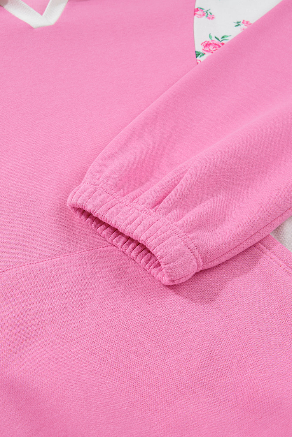 Plus Size Floral Patchwork Elastic Cuff Top