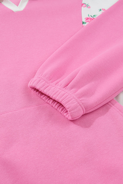 Plus Size Floral Patchwork Elastic Cuff Top