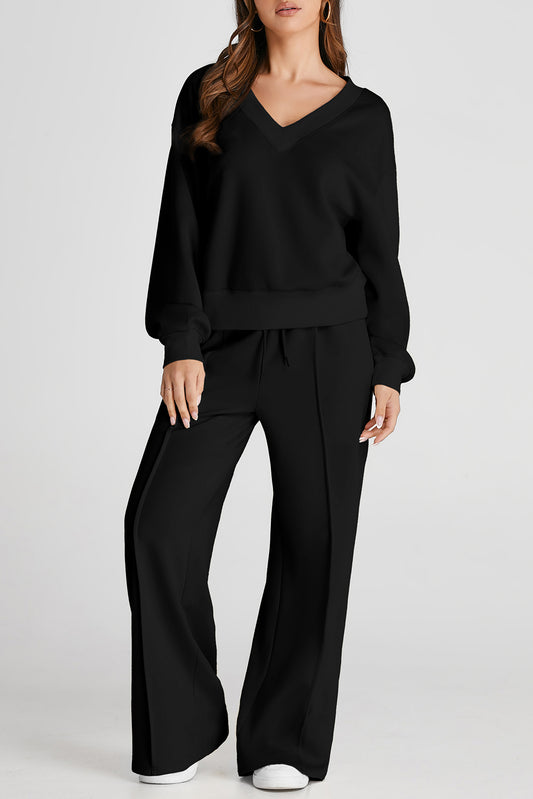 Crop Top and Seamed Pants Set