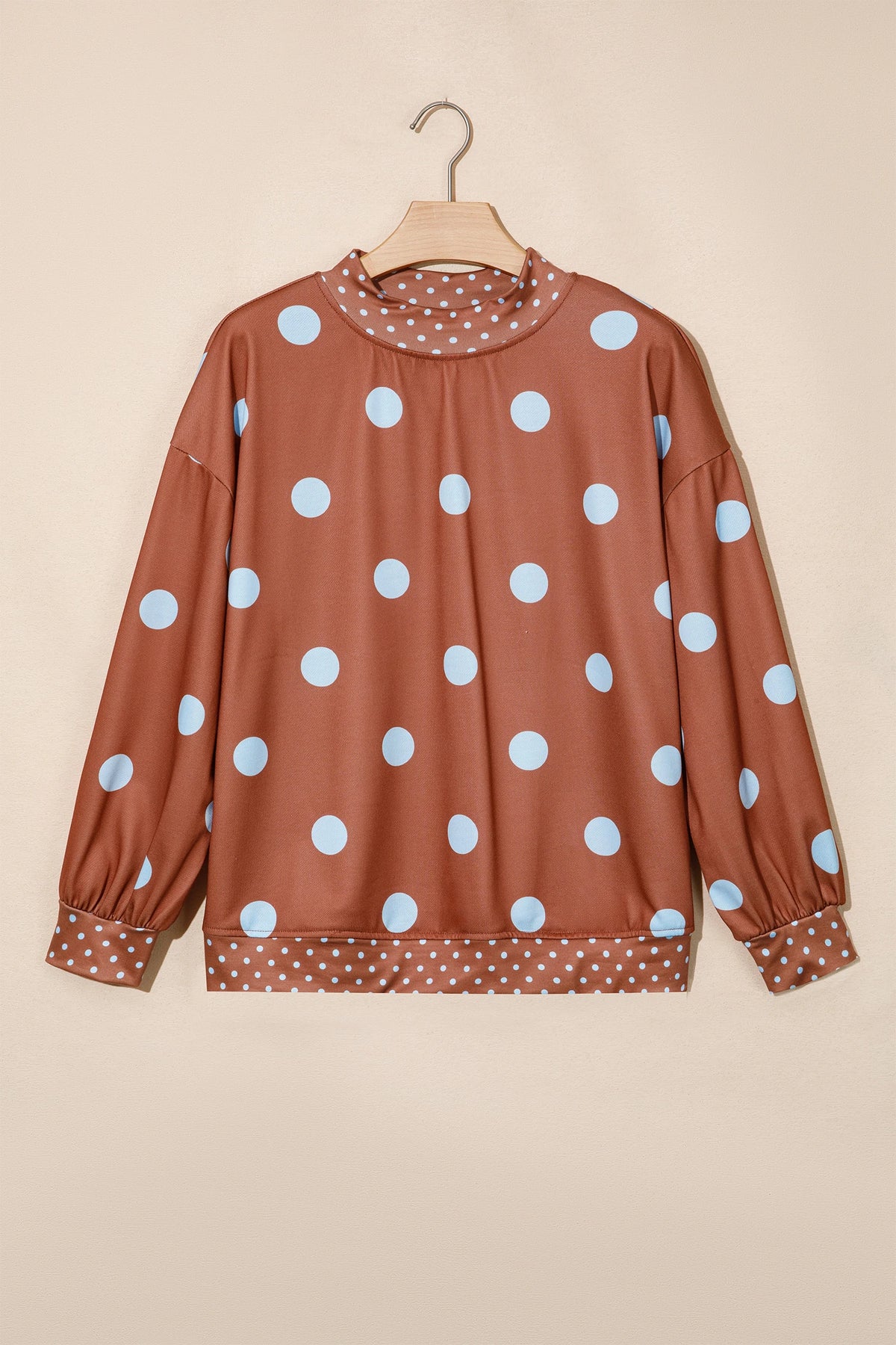 Polka Dot Patchwork Drop Shoulder Oversized Sweatshirt